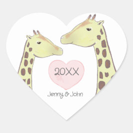 Adesivo Coração Noivado/ Casamento de Casal Giraffe