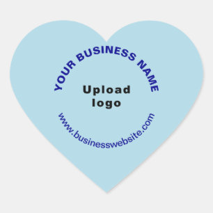 Adesivo Coração Nome comercial, logotipo e site na web em azul cla