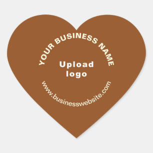 Adesivo Coração Nome comercial, logotipo e site na web em marrom