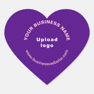 Adesivo Coração Nome comercial, logotipo e site na web em roxo