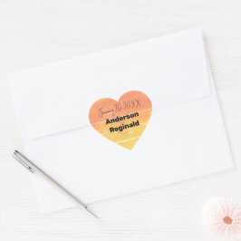 Adesivo Coração Nome Data Verão Rustic Yellow Peach Casamento
