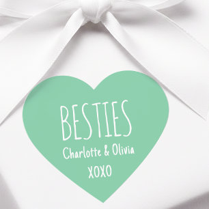Adesivo Coração Nome de texto de cor personalizada Melhor amiga XO