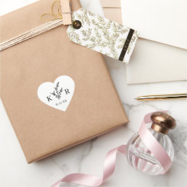 Adesivo Coração Nome do Monograma de Casamento Personalizado Flor 