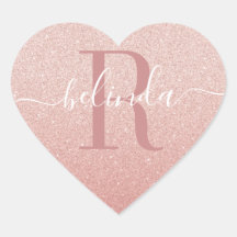 Nome do Monograma do Blush Pink Blush, com brilho 