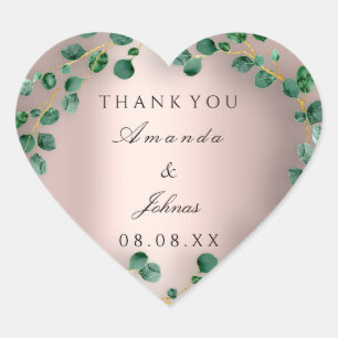 Adesivo Coração Nome do obrigado Rosa do Coração Eucalyptus Greene