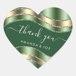 Adesivo Coração Nome do obrigado Sweet 16th Bridal Dourado Mint Gr