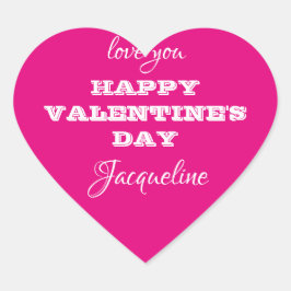 Adesivo Coração Nome do Script do dia de os namorados Cor-de-Rosa 