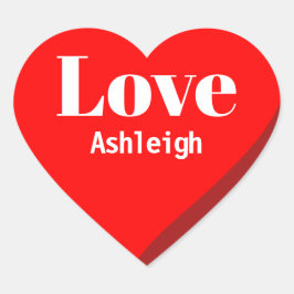 Adesivo Coração Nome Personalizado Love Red Heart Sticker