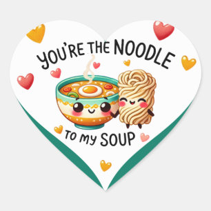 Adesivo Coração Noodles e Sopa de Kawaii Cute