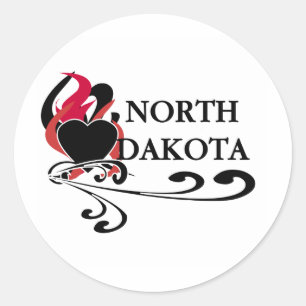 Adesivo Coração North Dakota do fogo