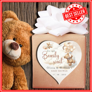 Adesivo Coração Nós Mal Podemos Esperar Chá de Bebê