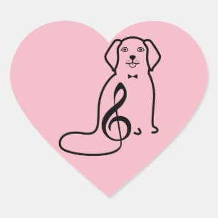 ADESIVO CORAÇÃO NOTA DE CACHORRO E MÚSICA