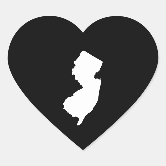 Adesivo Coração Nova Jersey em branco e preto (Frente)