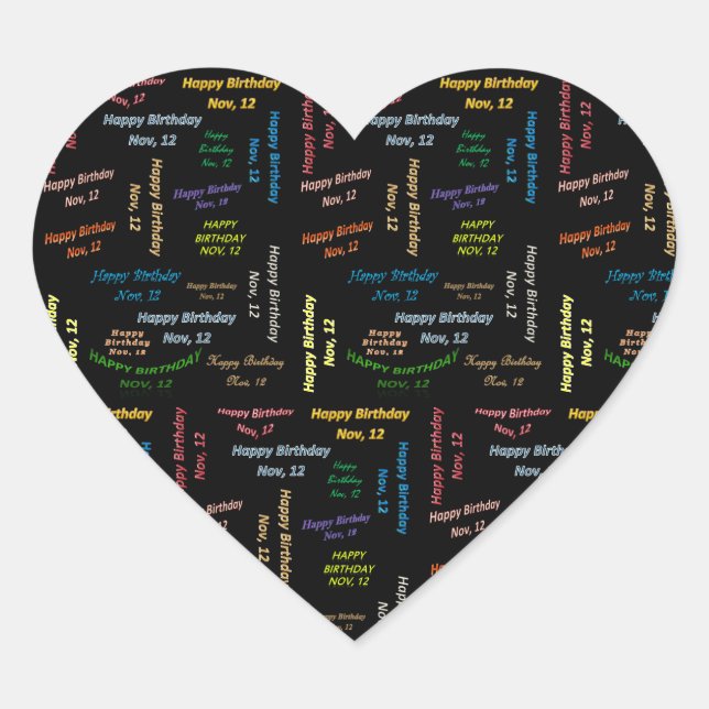 Adesivo Coração Novembro, 12 Birthday Sticker (Frente)