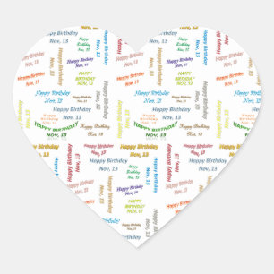 Adesivo Coração Novembro, 13 Birthday Sticker