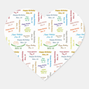 Adesivo Coração Novembro, 14 Birthday Sticker