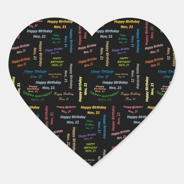 Adesivo Coração Novembro, 21 Birthday Sticker (Frente)