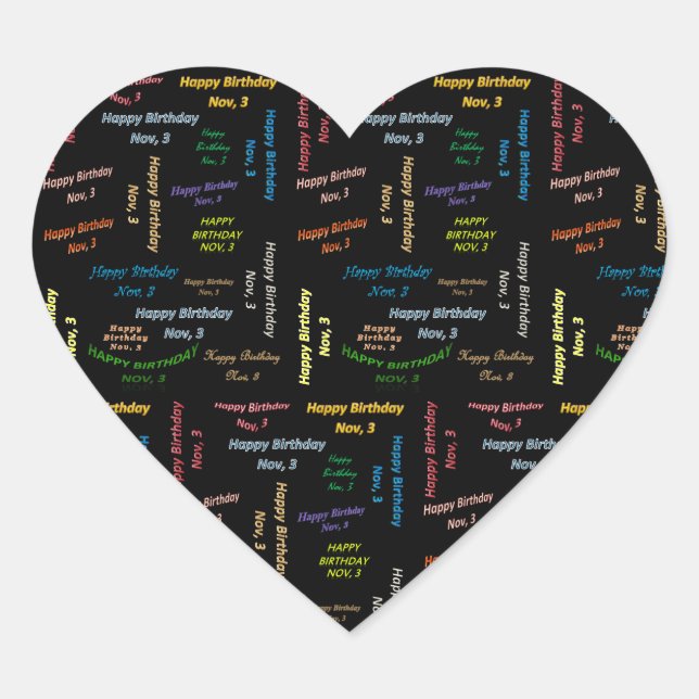 Adesivo Coração Novembro, 3 Aniversário (Frente)