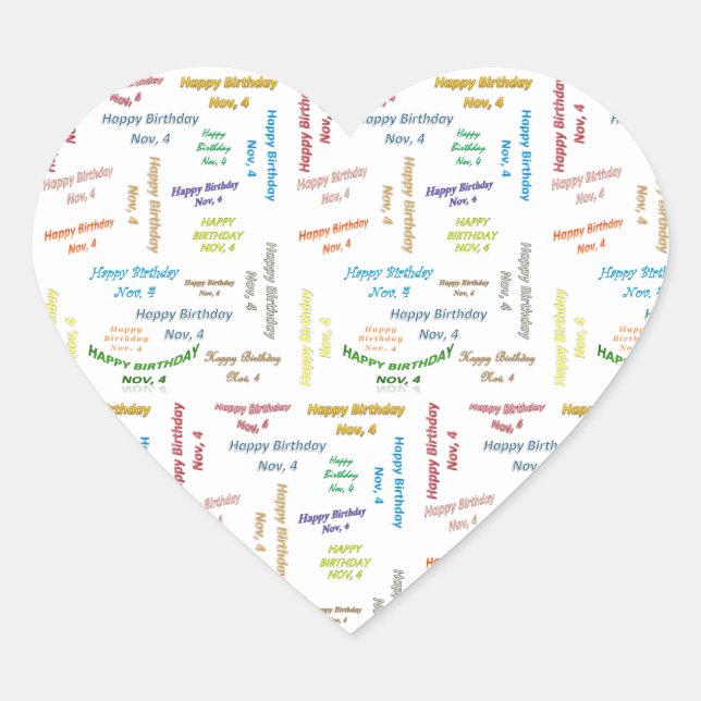 Adesivo Coração Novembro, 4 Aniversário (Frente)