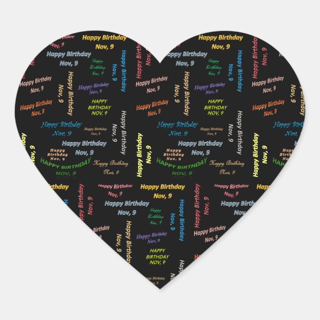 Adesivo Coração Novembro, 9 Aniversário (Frente)