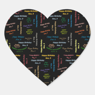 Adesivo Coração Novembro, 9 Birthday Sticker