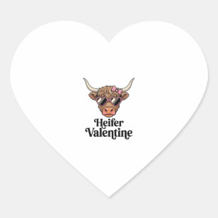 Adesivo Coração Novilha Valentine Highland Cow Design Vintage_1
