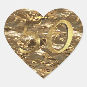 Adesivo Coração Número 50 Ouro Casamento Aniversário Elegante Do