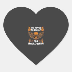 Adesivo Coração Nunca é Tarde Demais para o Halloween Caveira Vinh
