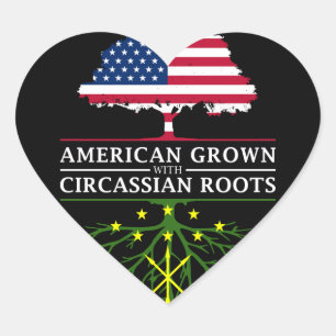 Adesivo Coração O americano crescido com Circassian enraíza  