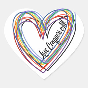 Adesivo Coração O Amor Conquista Todos os Coloridos do Coração