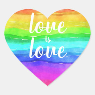 Adesivo Coração "O Amor é Amor" Orgulho Gay Arco-íris Clássico