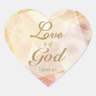 Adesivo Coração O amor é de Deus Rosa Amarela Pálida
