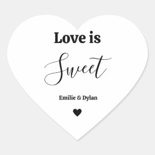 Adesivo Coração O amor é um doce favor de casamento