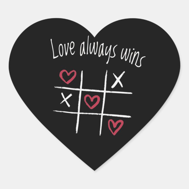 Adesivo Coração O amor sempre ganha (Frente)