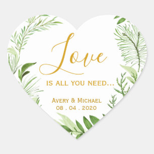 Adesivo Coração O amor verde da grinalda do louro é tudo que voc