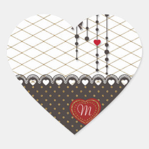 Adesivo Coração O brilho na moda bonito do ouro do falso do laço