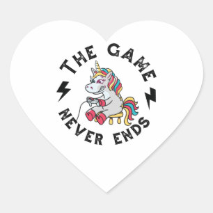 Adesivo Coração O Jogo nunca acaba para Unicórnios