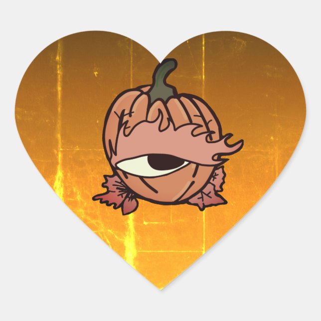Adesivo Coração O Olho Sonolento da Pumpkin Spooky (Frente)