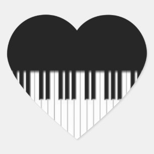 Adesivo Coração O piano fecha o preto & o branco