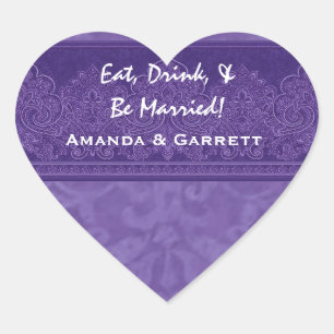 Adesivo Coração O roxo come a bebida e seja o casamento tema