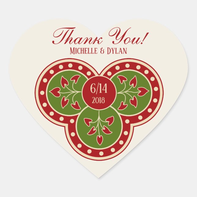 Adesivo Coração Obrigado Antecipado Vititoriano, ornamento de flor (Frente)