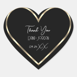 Adesivo Coração Obrigado Ao Ouro Branco Preto.