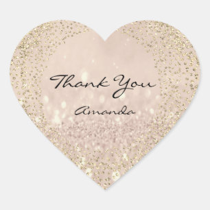 Adesivo Coração Obrigado Cor de Largura do Rosa Dourado Lente Cor-