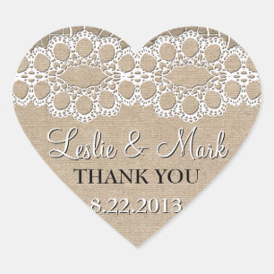 Adesivo Coração Obrigado de serapilheira e de casamento do laço