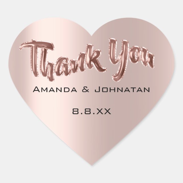 Adesivo Coração Obrigado Do Nome Balloons Rosa Casamento Aniversár (Frente)