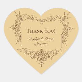 Adesivo Coração Obrigado elegante para casais Textos personalizado