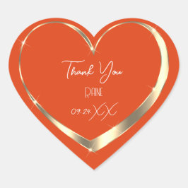Adesivo Coração Obrigado Favor Coral Gold Heart Noivado Sweet16th