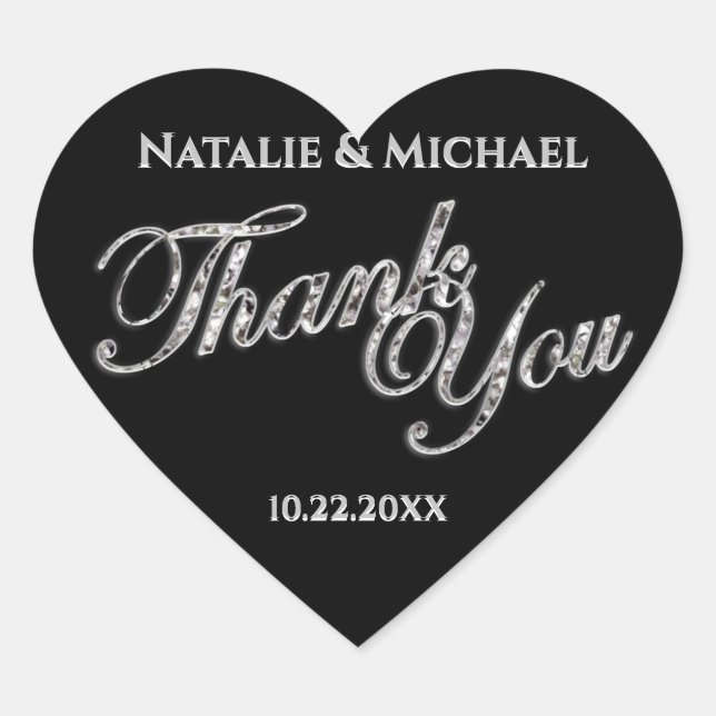 Adesivo Coração Obrigado, Glitter Seal (Frente)