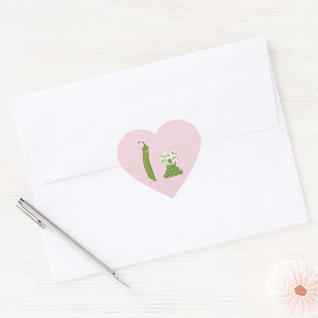 Adesivo Coração Obrigado Mãe Saudação com Vagem e Ervilhas (Envelope)