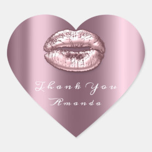 Adesivo Coração Obrigado Mauve Heart Makeup Bridal 16, Rosa do Bei